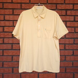 Criquet Short Sleeve Polo Shirt Mens XL Slim Fit Yellow 100% Pima Cotton Pocket